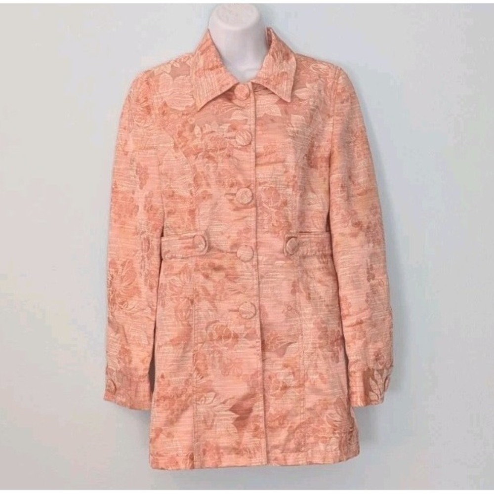 Blush Pink Metallic Sheen Floral Tapestry Coat Arden B Womens Small Retro Jacket